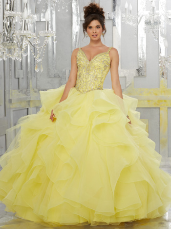 yellow sparkly quinceanera dress