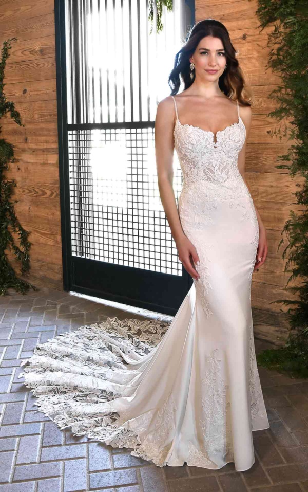 SEXY FIT-AND-FLARE WEDDING DRESS WITH SHEER CUTOUTS AND OPEN BACK
